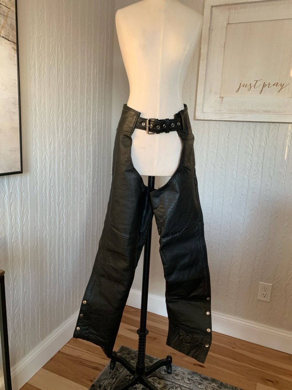 Black leather chaps